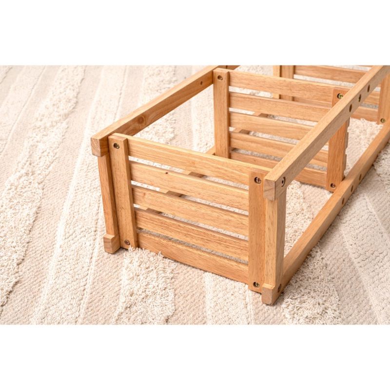 ナチュラル ラバーウッドシェルフ