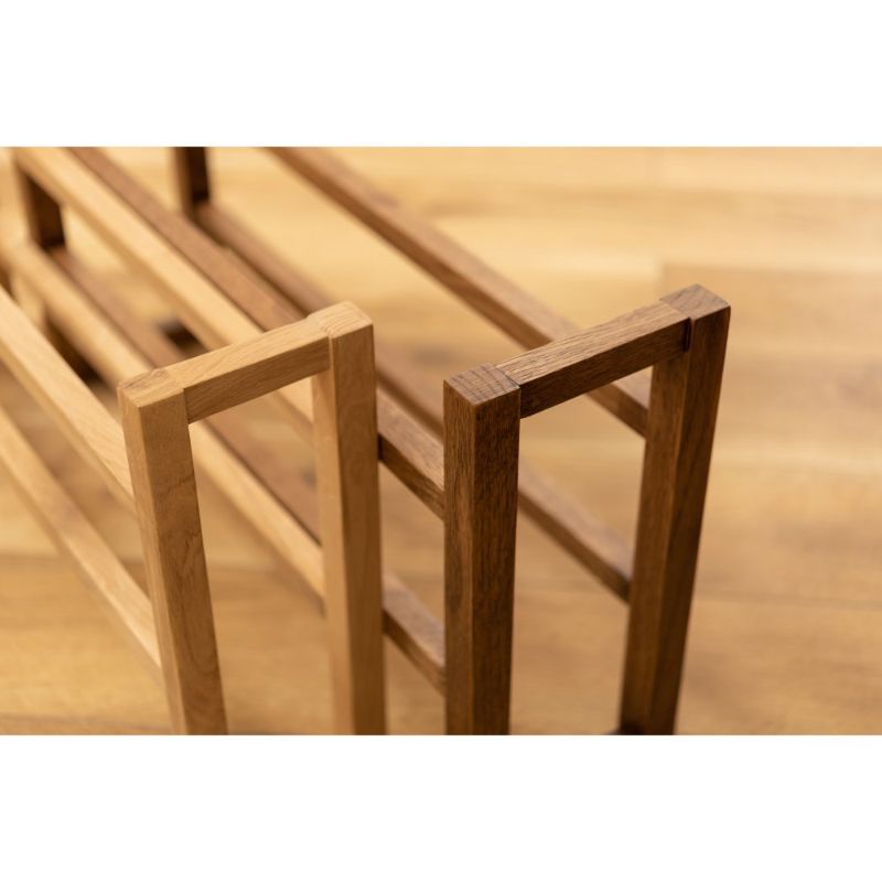 オーク材スリッパラック