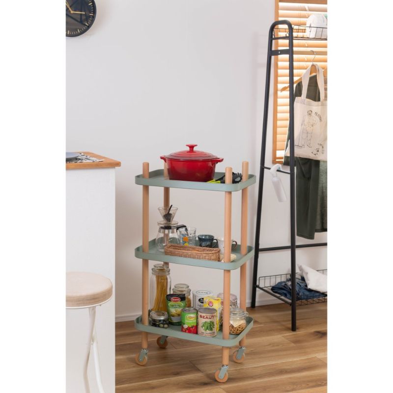 ナチュラルウッド(ビーチ材) ワゴンラック 3段