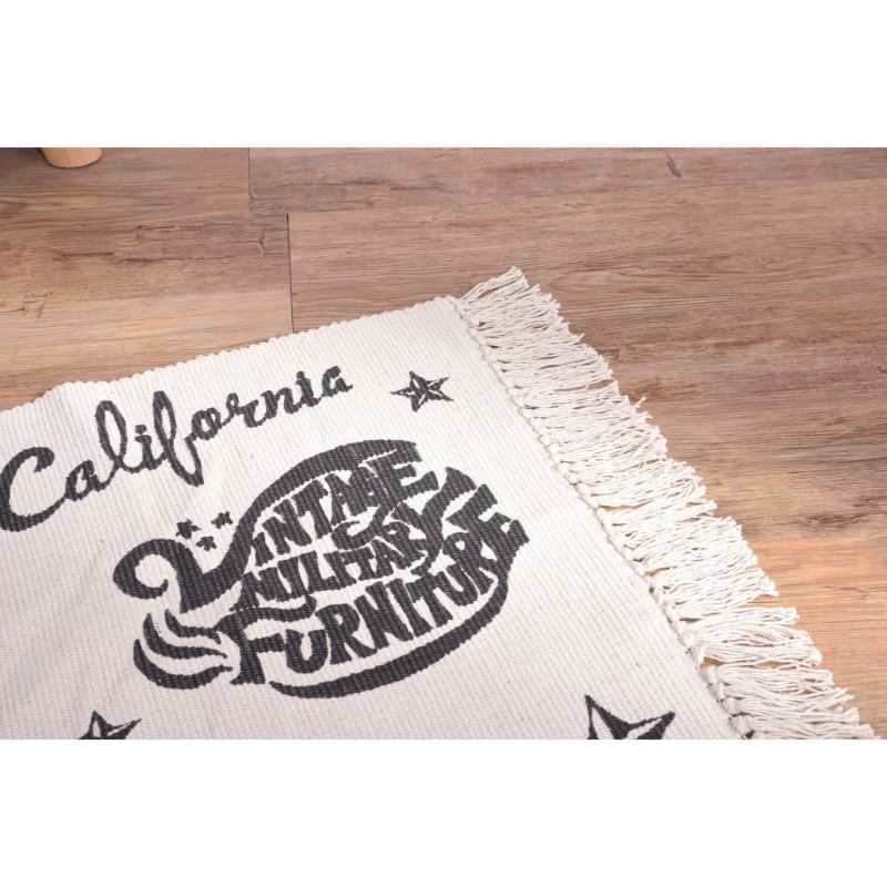 ヴィンテージ風 デザインコットンラグ